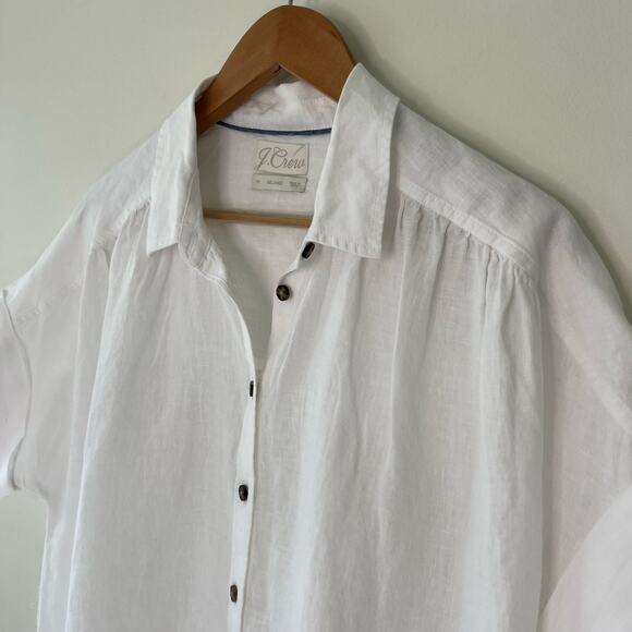 J. Crew Baird McNutt Irish Linen Short Sleeved Relaxed Fit Button Down Top - Picture 9 of 10